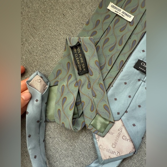 Giorgio Armani Cristian Dior Cravatte Ties Set of 2 - Picture 5 of 7